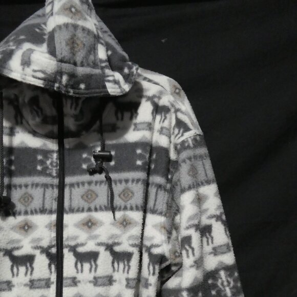 Vintage | CABIN CREEK | medium | Hooded Fleece Anorak Zip-Up Jacket - Picture 6 of 16